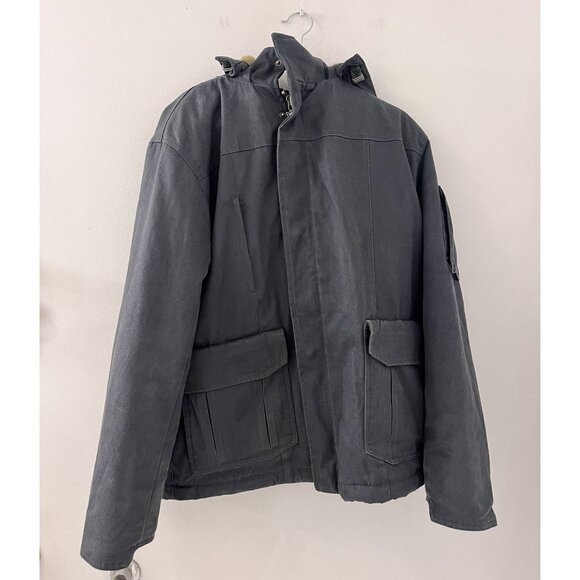 Men's Hemp HoodLamp Dark Blue Hooded Canvas Jacket size Large Heritage - Picture 4 of 14